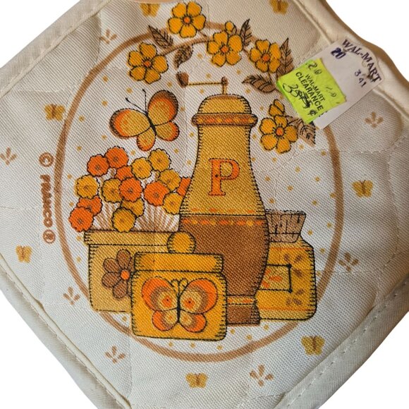 Vintage Butterfly Kitchen Pot Holder Wooden Ring NOS New Old Stock Retro - Picture 2 of 12